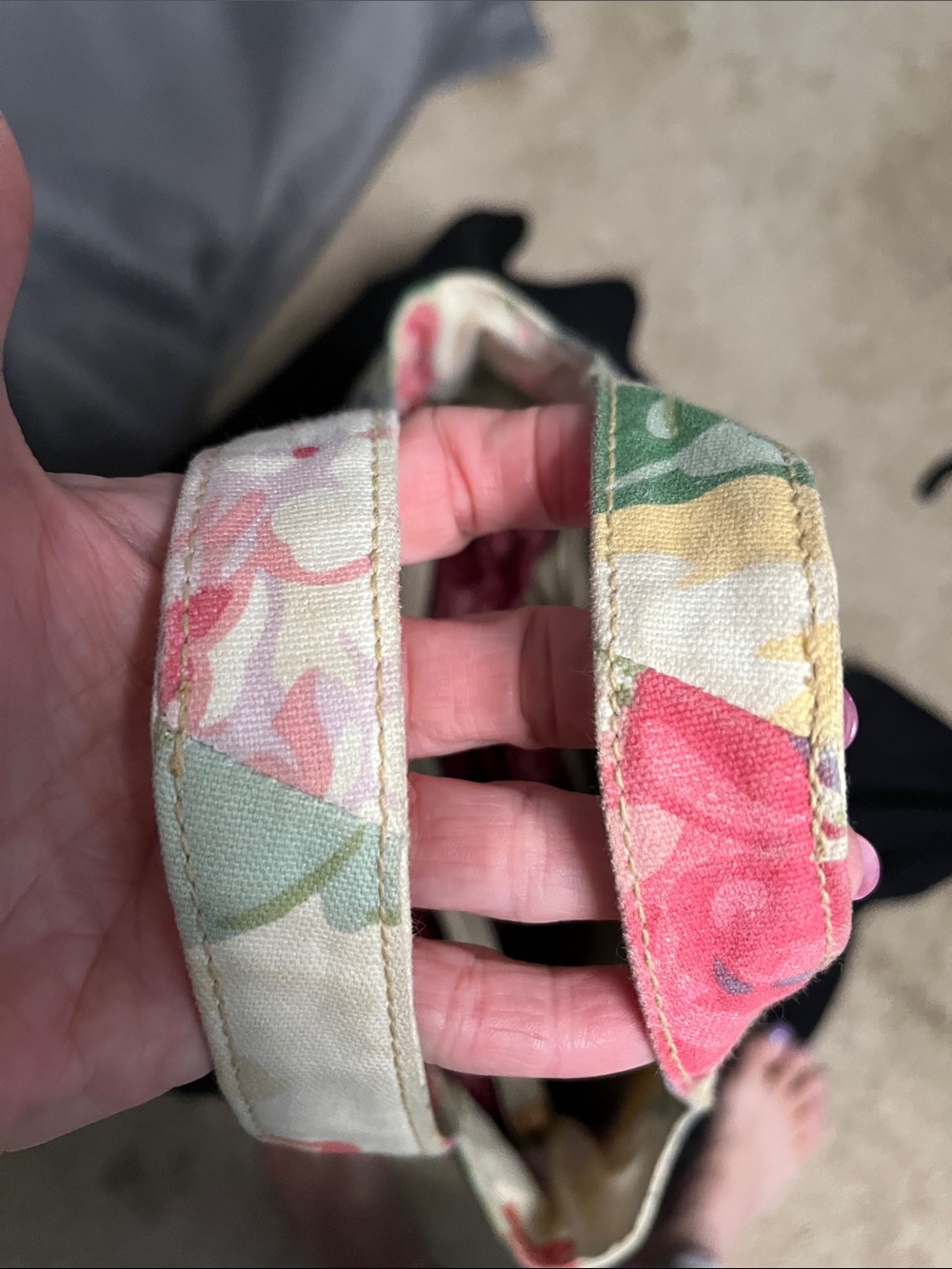 Fossil Cream Floral Canvas Tote with Pink & Red Blooms - Picture 4 of 6